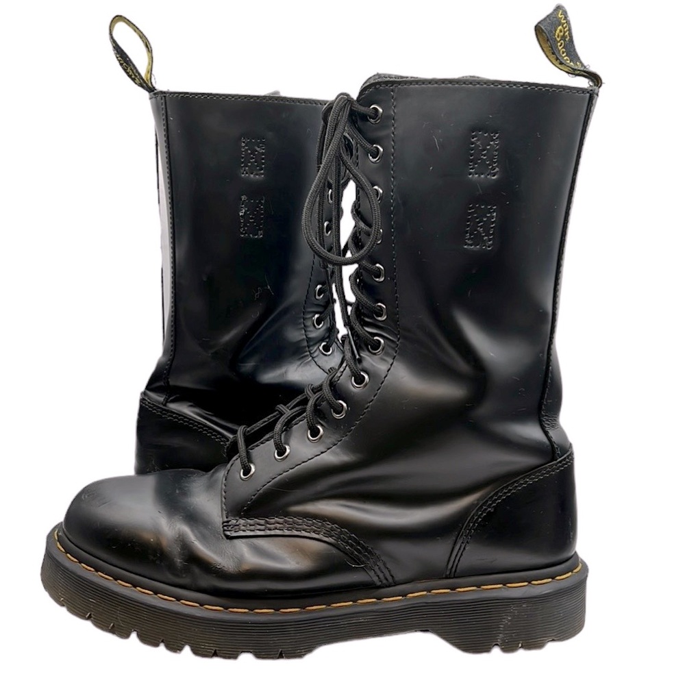 Dr. MARTENS Caspian Alt Black Combat Boots GRUNGE GOTH Womens 12 *Straps Missing